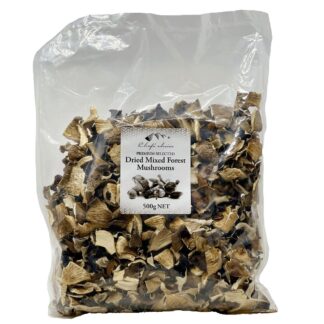 Chef's Choice Mixed Forest Mushrooms (500g) – Premium dried wild mushroom blend for gourmet cooking.